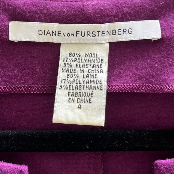 Diane von Furstenberg (DVF) Aurora Wool Sheath Dress, Plum, Size 4 - Picture 6 of 15